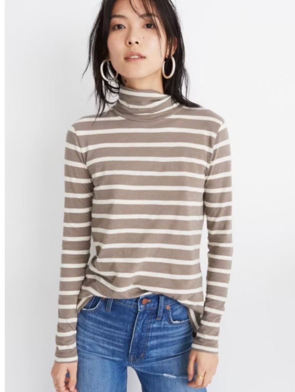 Madewell Turtleneck Striped Long-Sleeve Top Size S
